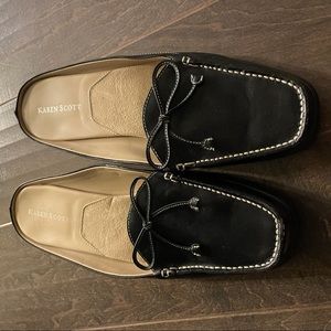 Karen Scott mule slides with bow detail